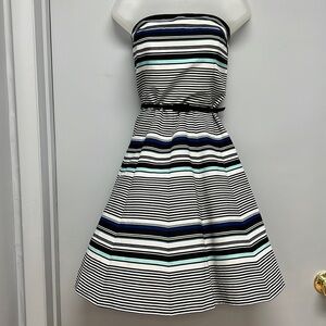 White House Black Market Convertible Strapless Fit & Flare Belted Dress Size 12